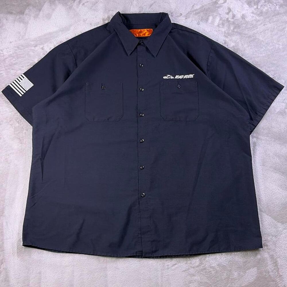 Orange County Choppers Road House Shirt Mens 3XL Navy Short Sleeve Button Front